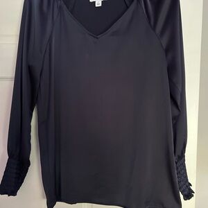 Black V-Neck Long Sleeve Top by Bar III